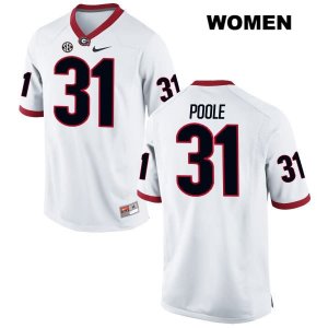 Women's Georgia Bulldogs NCAA #31 William Poole Nike Stitched White Authentic College Football Jersey RLD8654RM